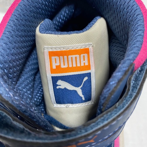 Puma Sky Hidden Wedge High Top Sneakers Pink Navy Women 8 Streetwear Color Block - Picture 11 of 12